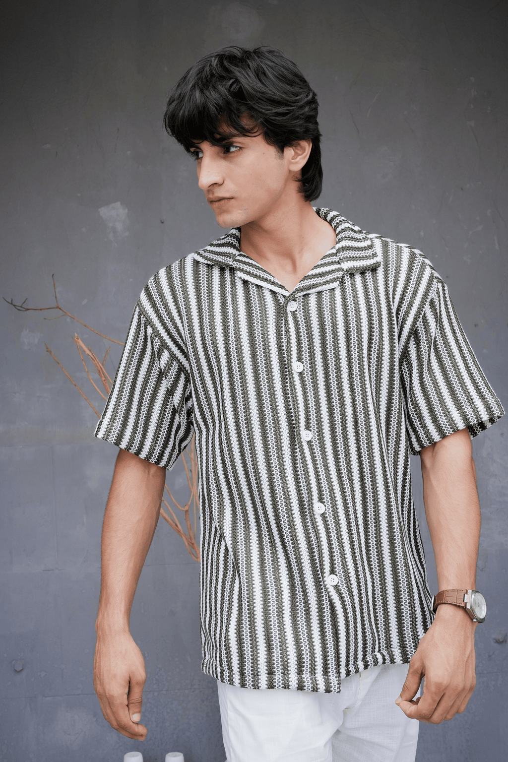 ARK Moss Cuban Shirt - front open