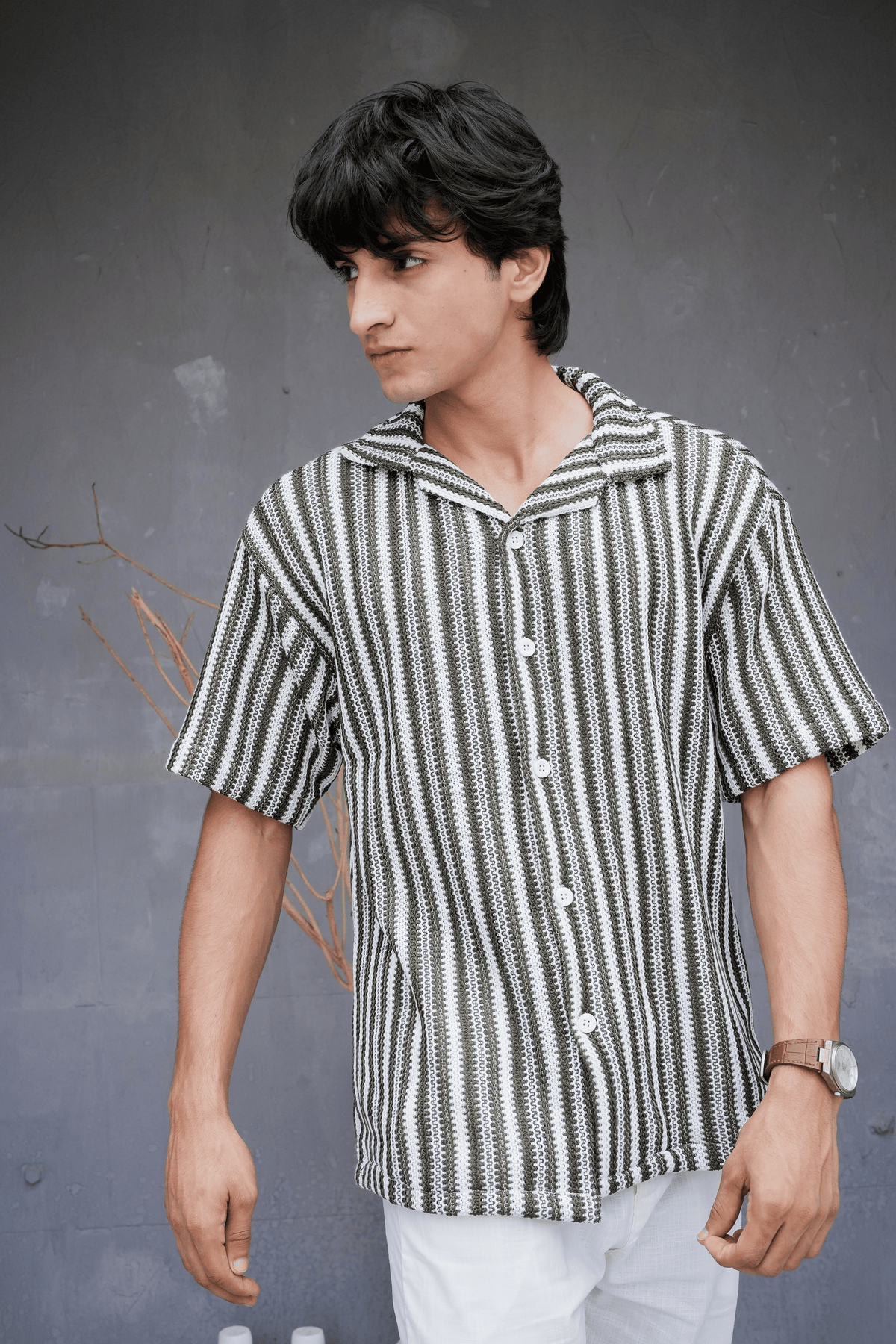 ARK Moss Cuban Shirt - front open
