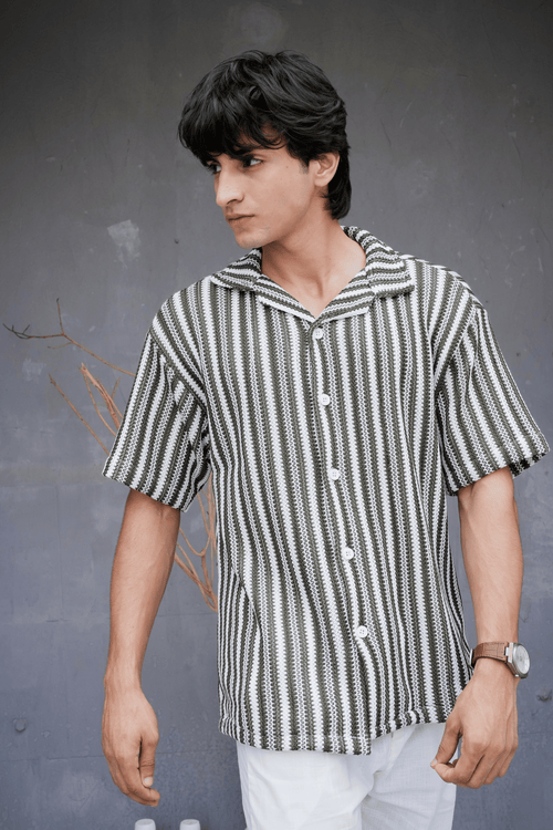 ARK Moss Cuban Shirt - front open