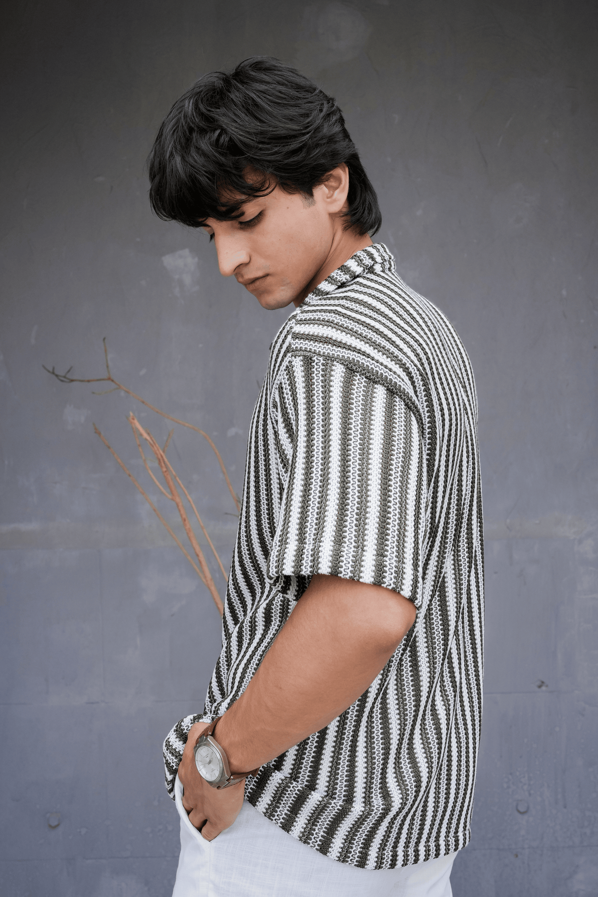 ARK Moss Cuban Shirt - front open angle