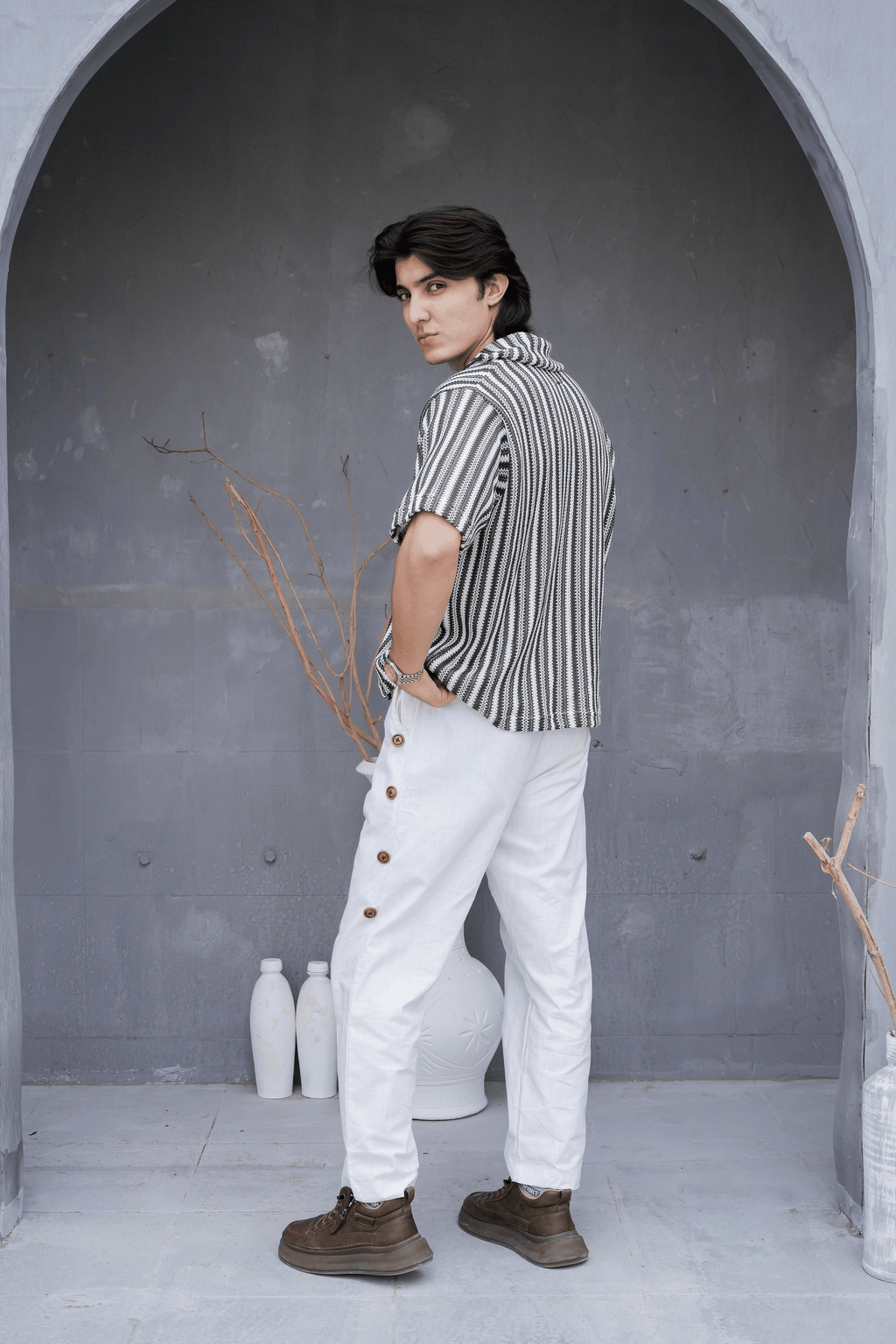 ARK Moss Cuban Shirt - full body styled
