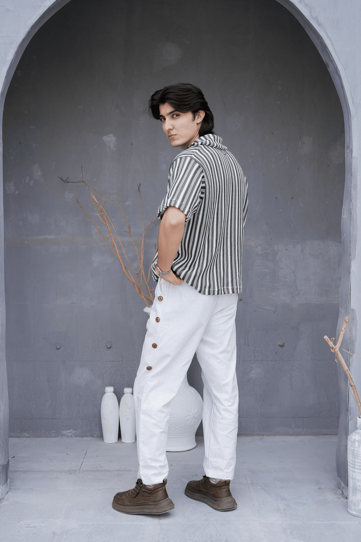 ARK Moss Cuban Shirt - full body styled