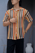 Sienna Stripe Crochet Shirt