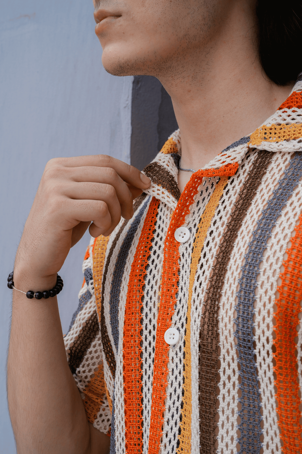 Sienna Stripe Crochet Shirt