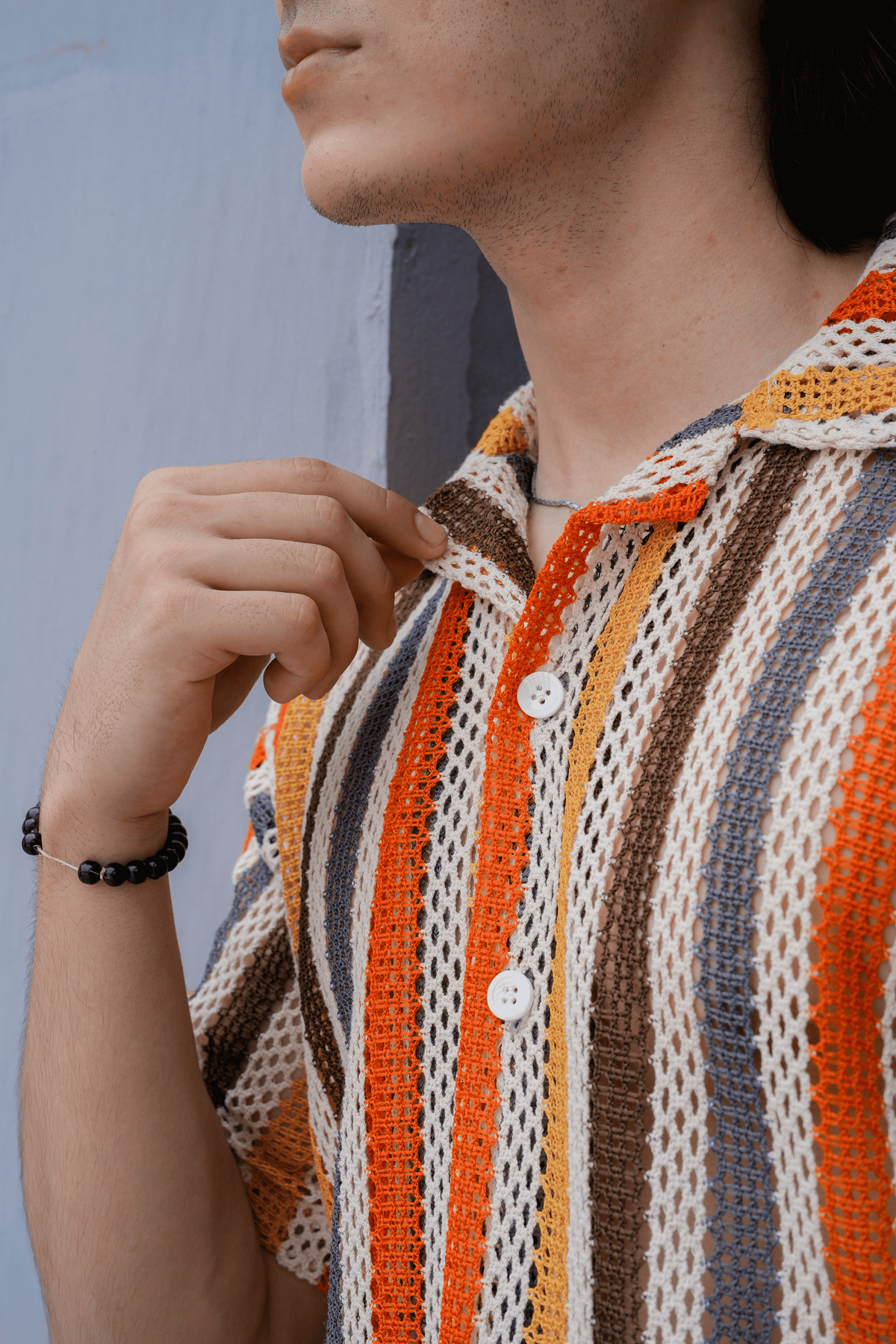 Sienna Stripe Crochet Shirt