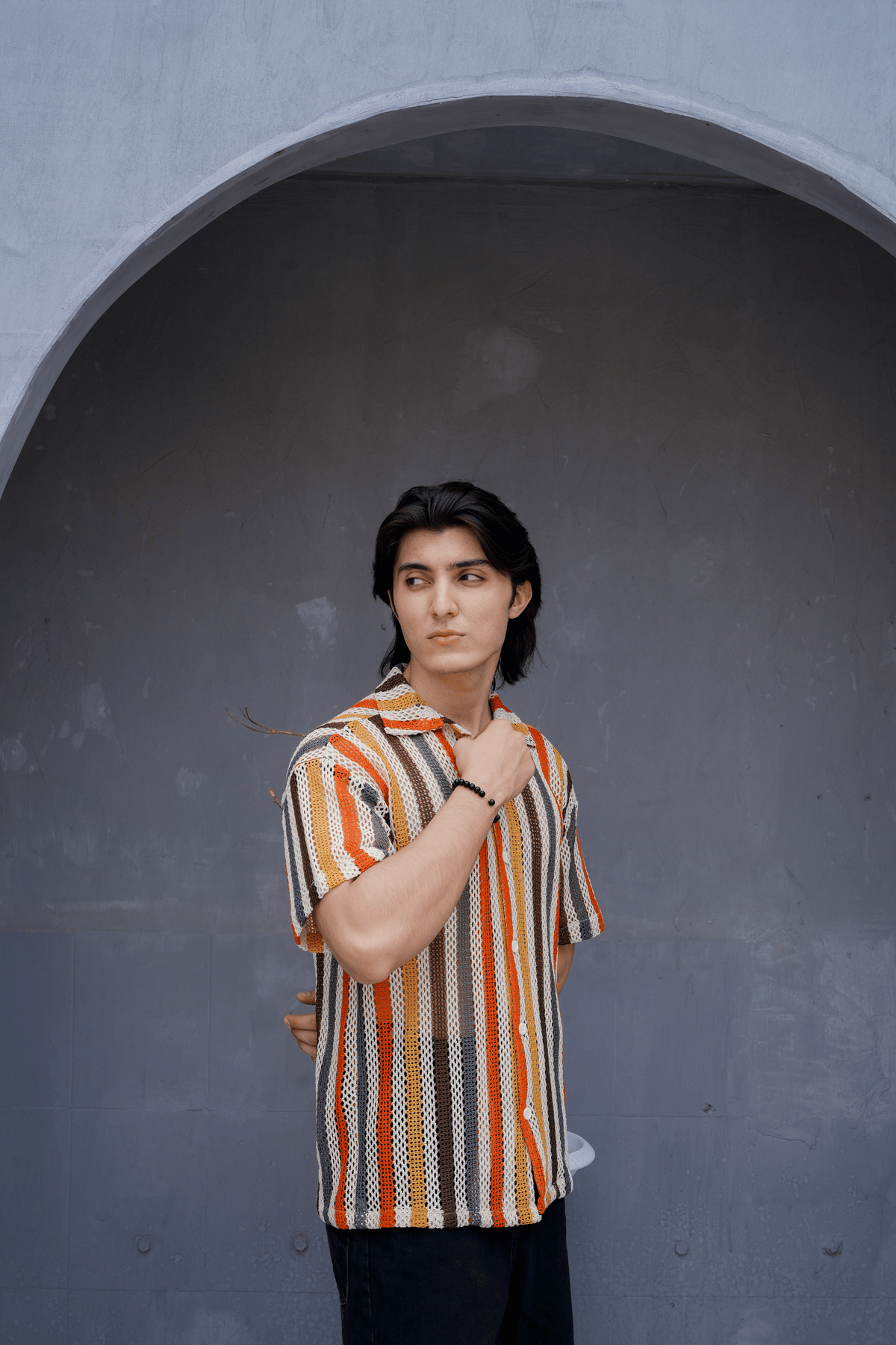 Sienna Stripe Crochet Shirt
