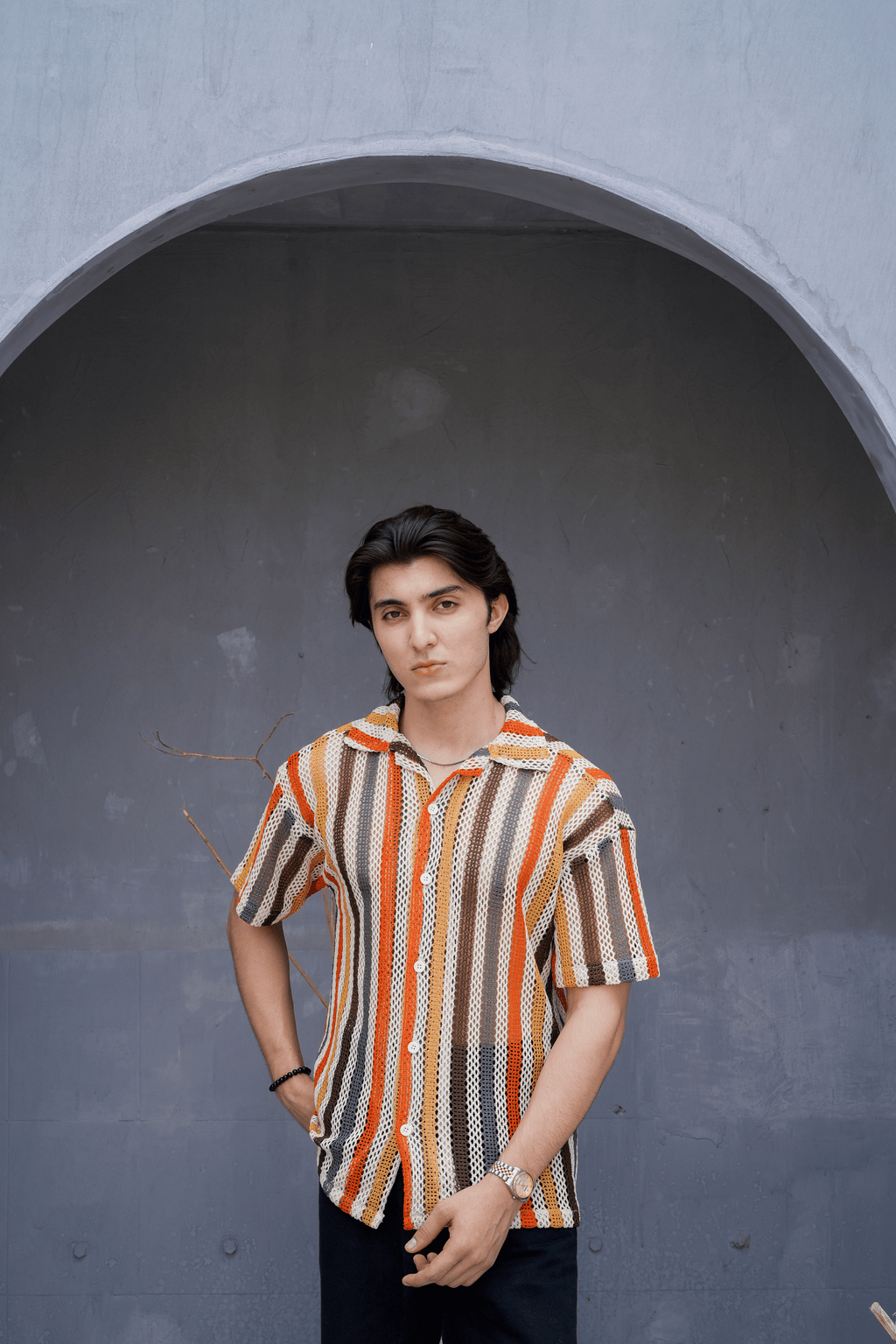 Sienna Stripe Crochet Shirt