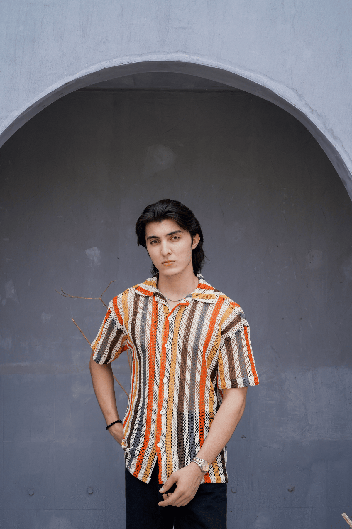 Sienna Stripe Crochet Shirt