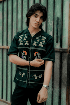 ARK Noir Embroidery Cuban Shirt