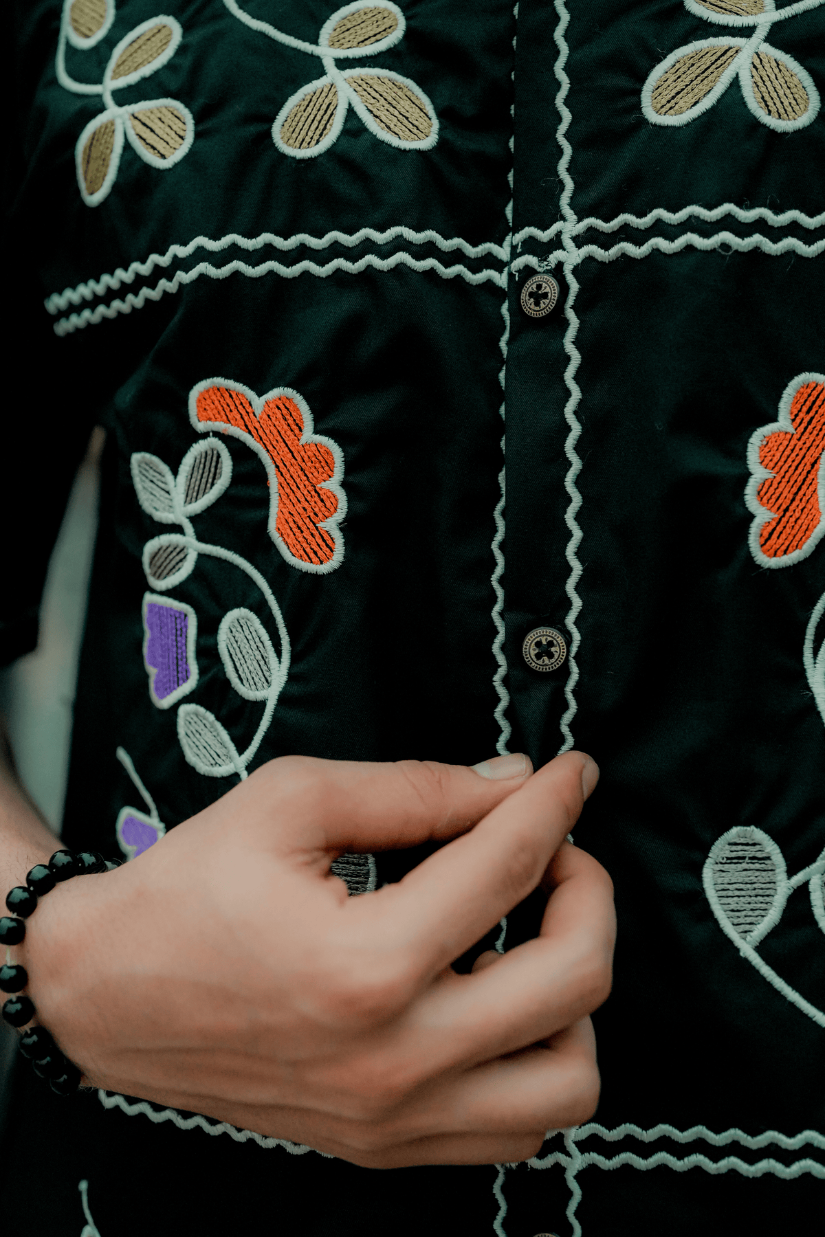 ARK Noir Embroidery Cuban Shirt