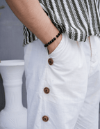 Button-Trim Wide Leg Pants