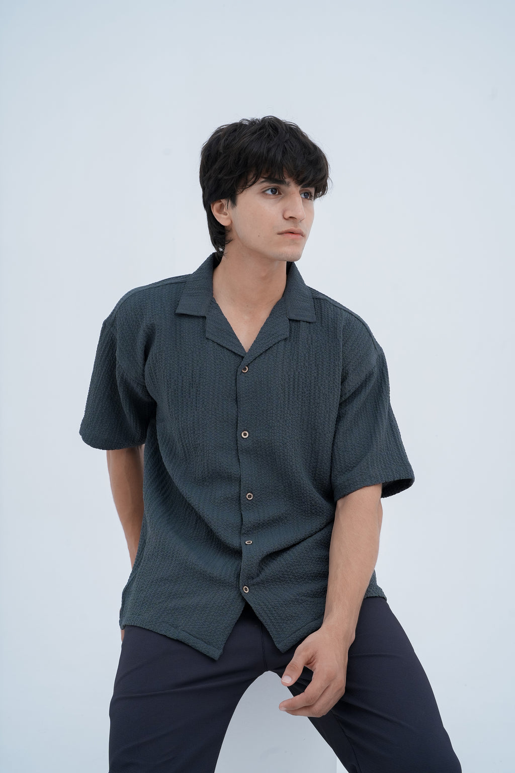 Horizon Camp Shirt in Charcoal - side view