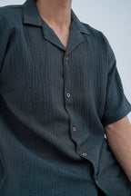 Horizon Camp Shirt in Charcoal - texture detail