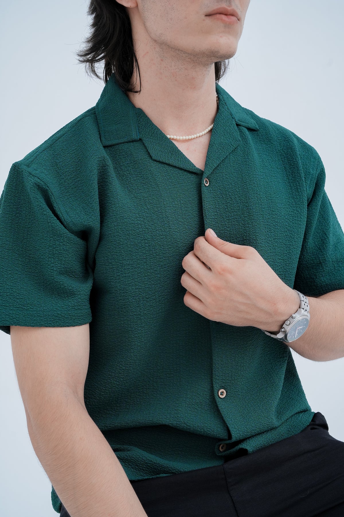 ARK Verde Cuban Shirt - front detail
