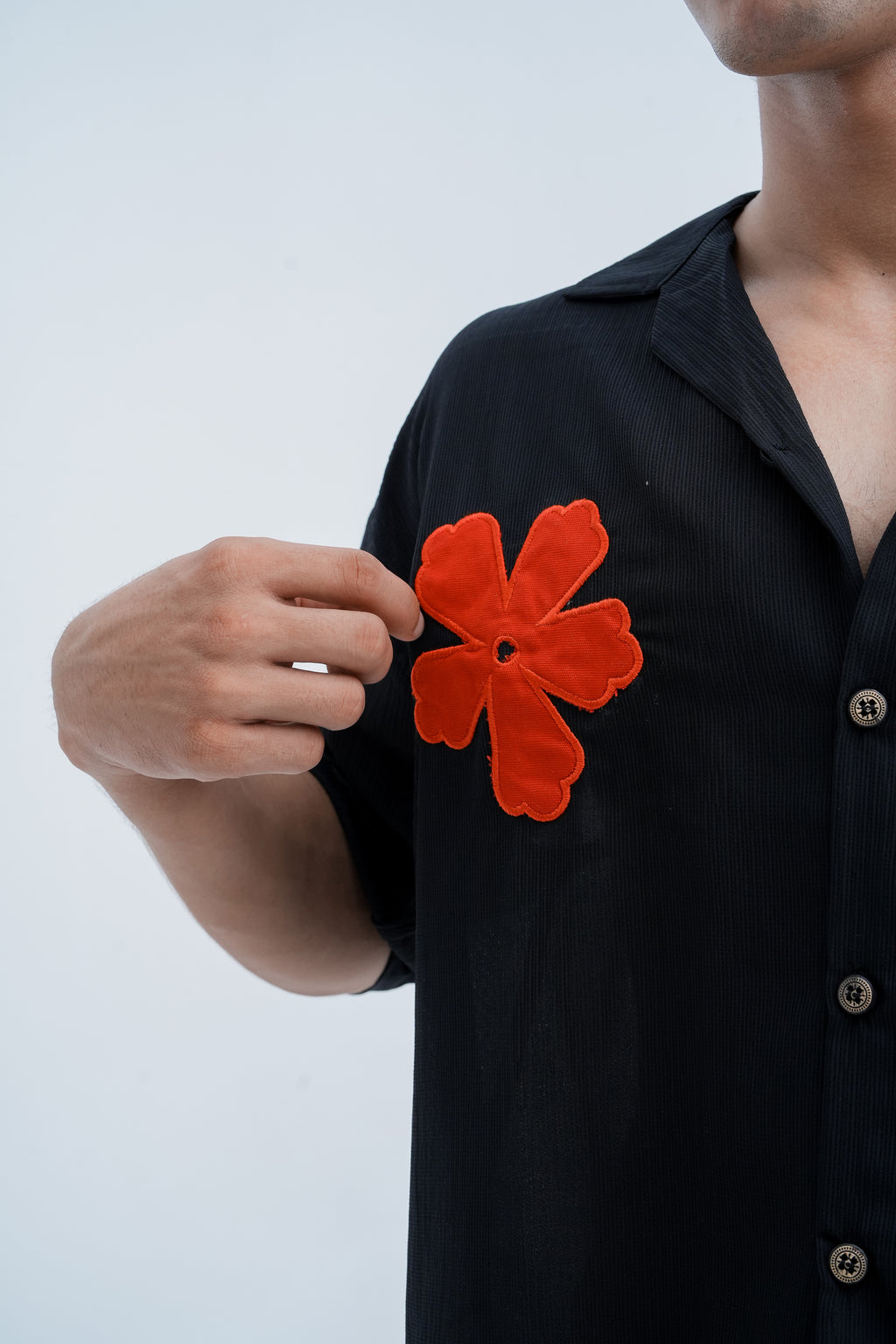 Poppy Patch Shirt - flower patch detail