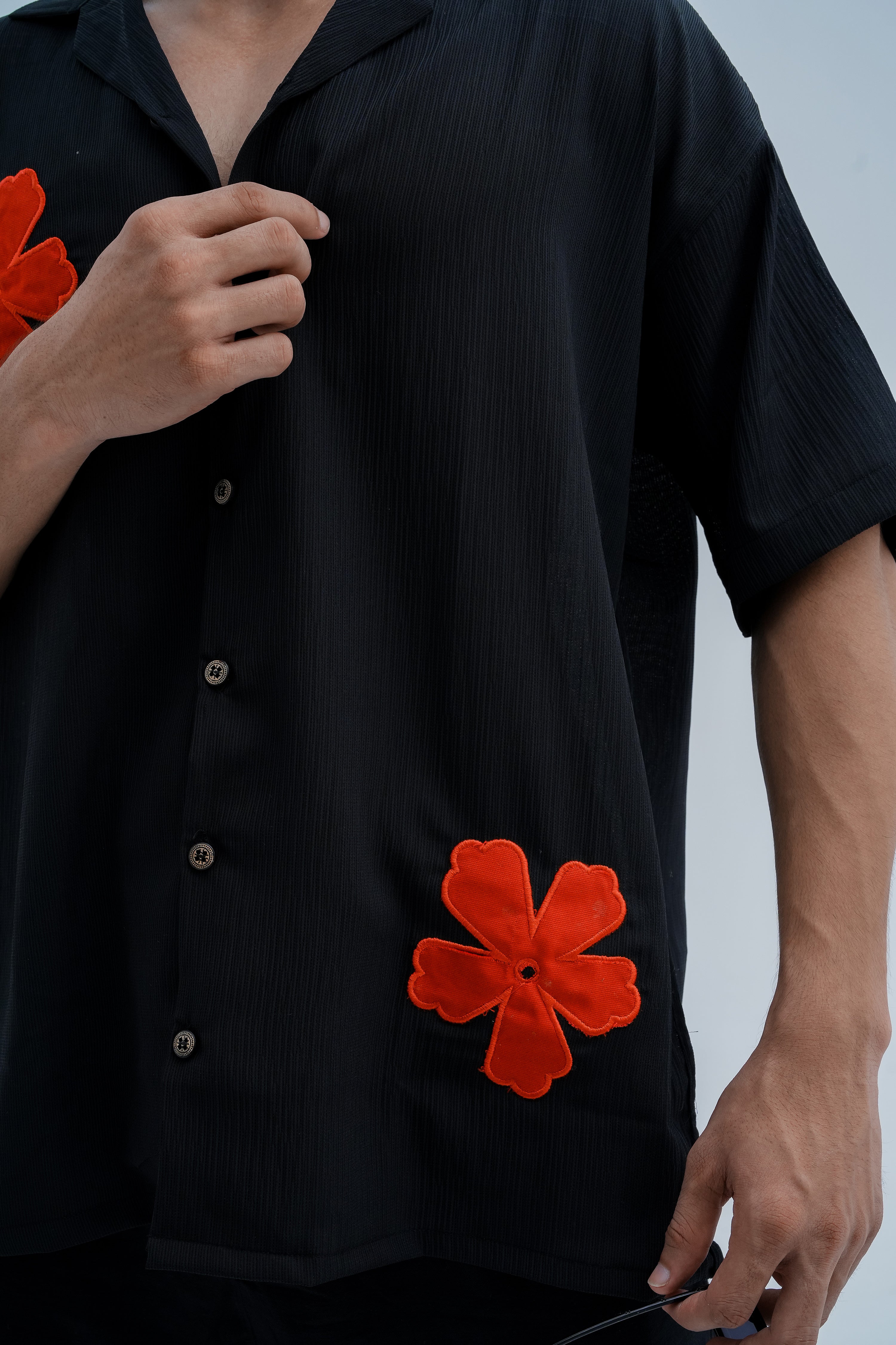 Poppy Patch Shirt - hip patch detail