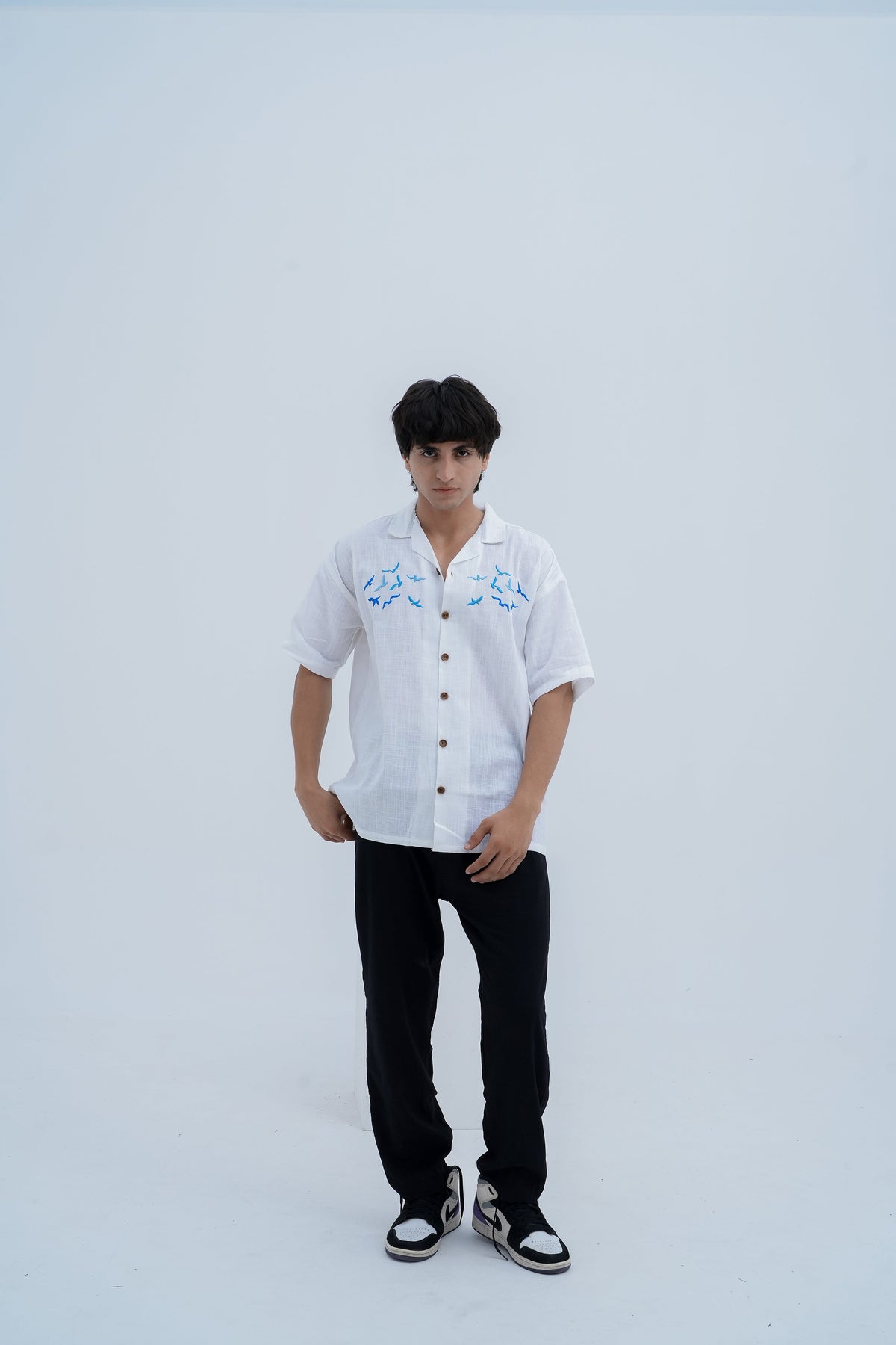 Flight Embroidered Camp Shirt - front view