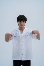 Flight Embroidered Camp Shirt - front detail pose