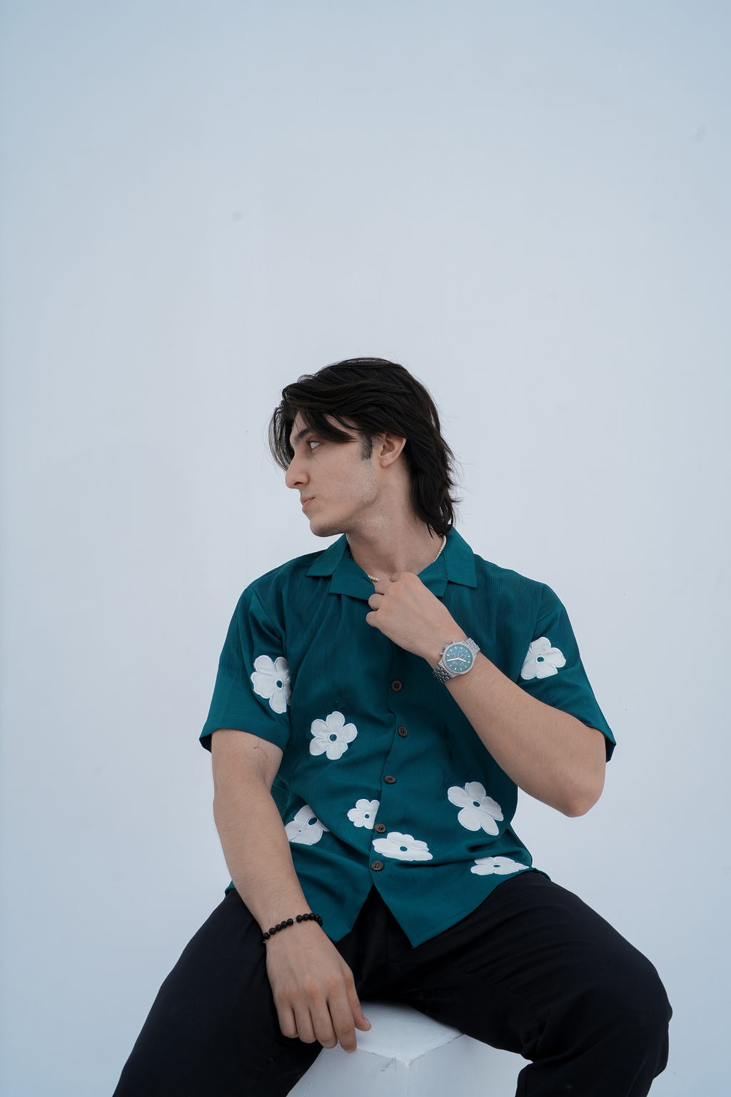 Daisy Patch Shirt - front seated pose
