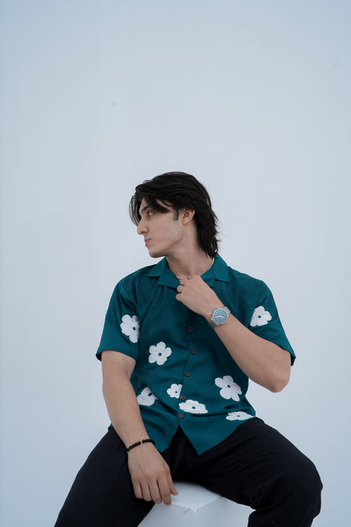 Daisy Patch Shirt - front seated pose