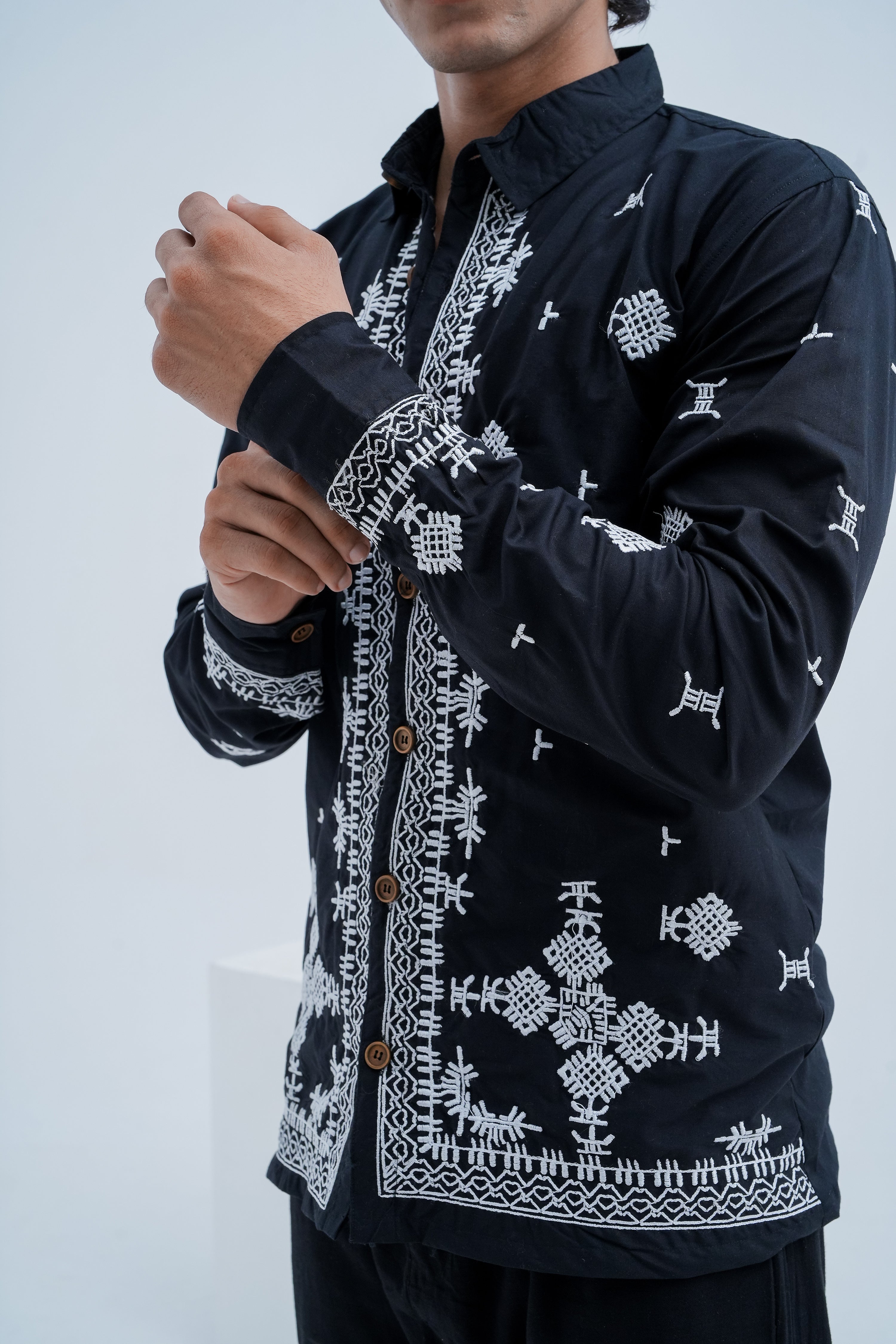 Frost Embroidered Shirt - cuff pose