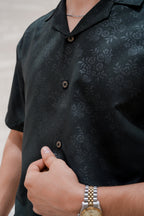 Moss Jacquard Camp Shirt - placket detail