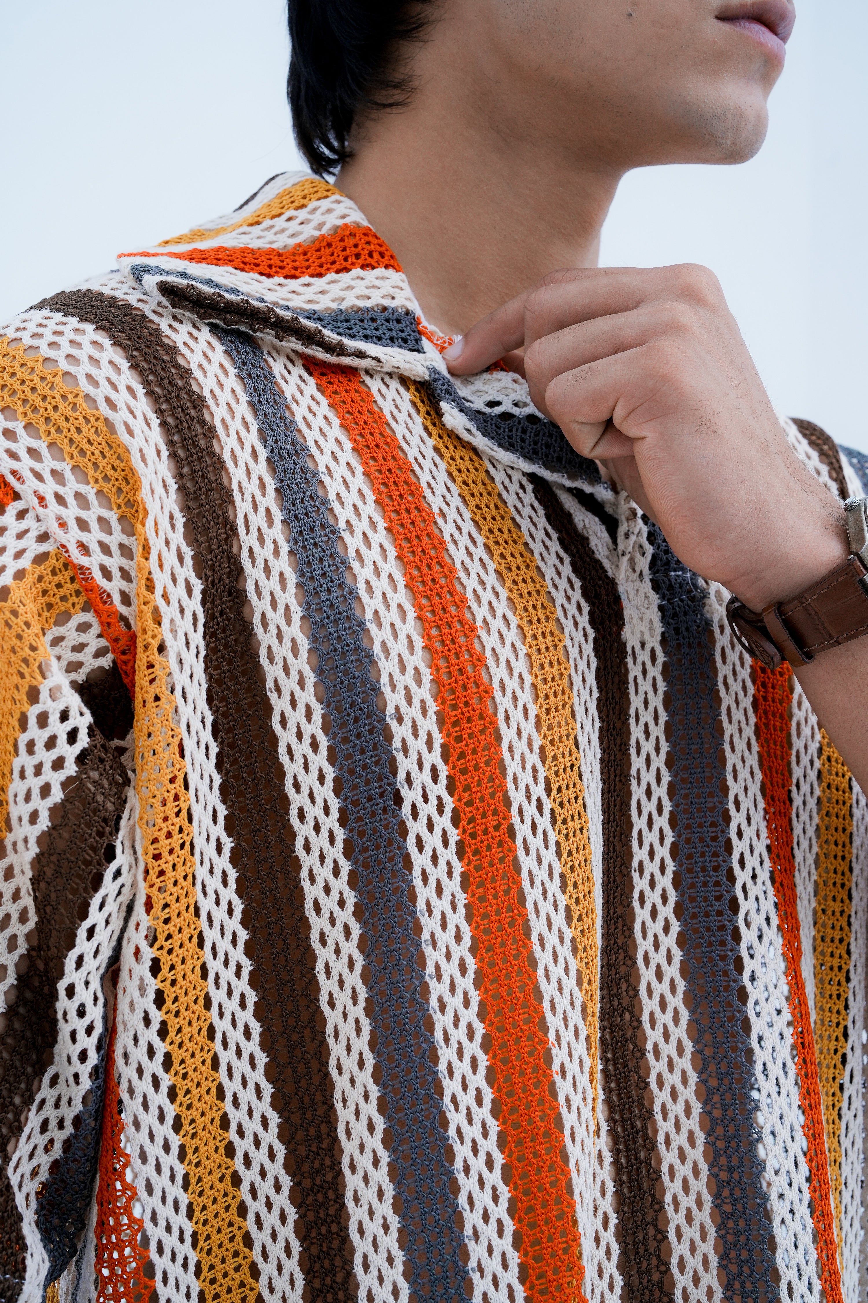 Sunset Stripe Polo - collar detail