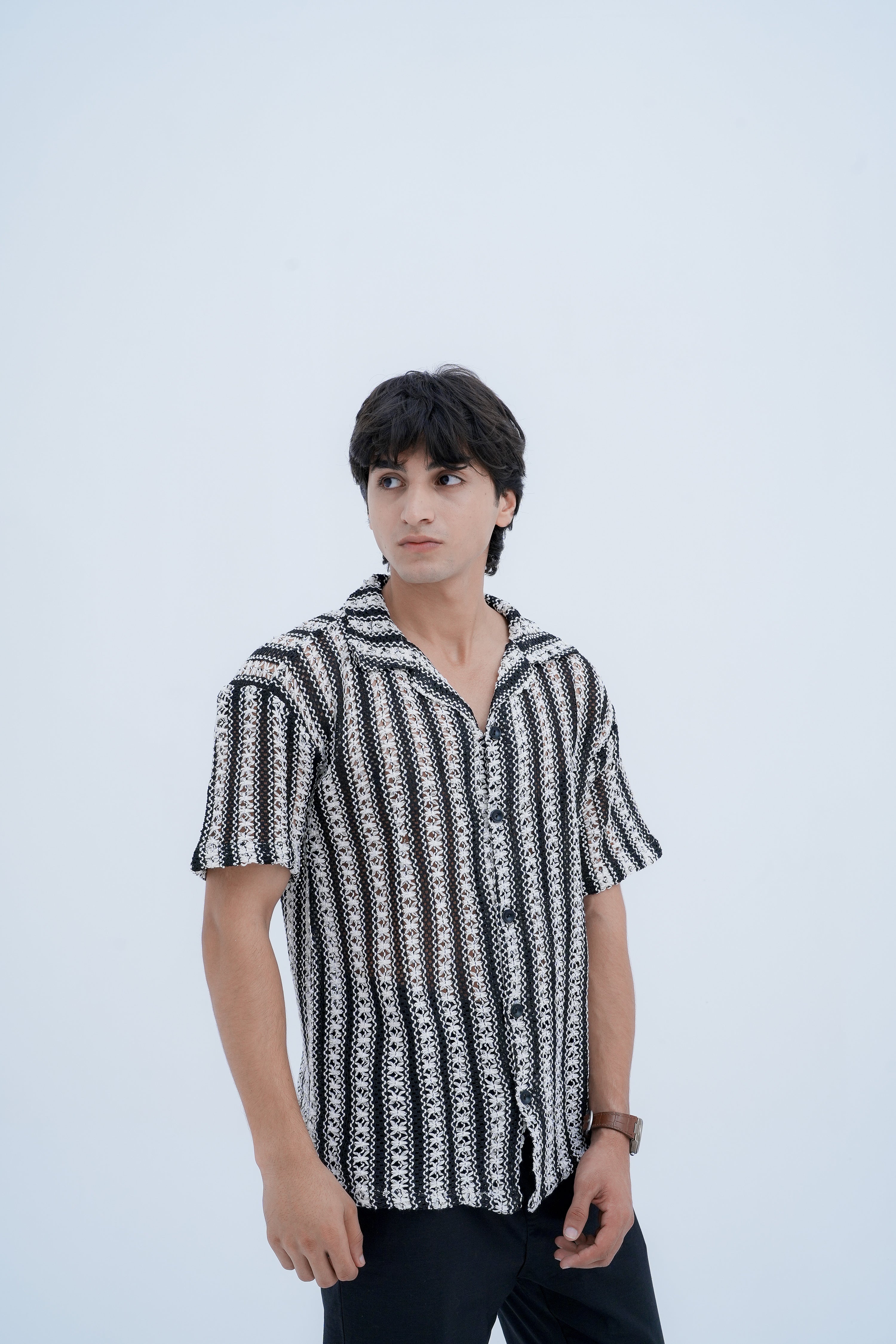 Pinstripe Camp Shirt - front view alternate