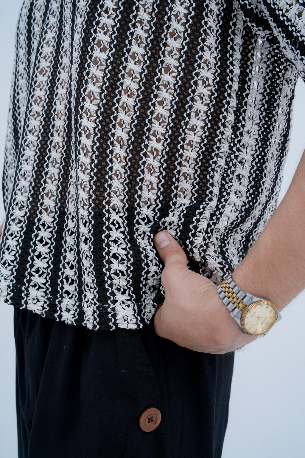 Pinstripe Camp Shirt - watch detail pose