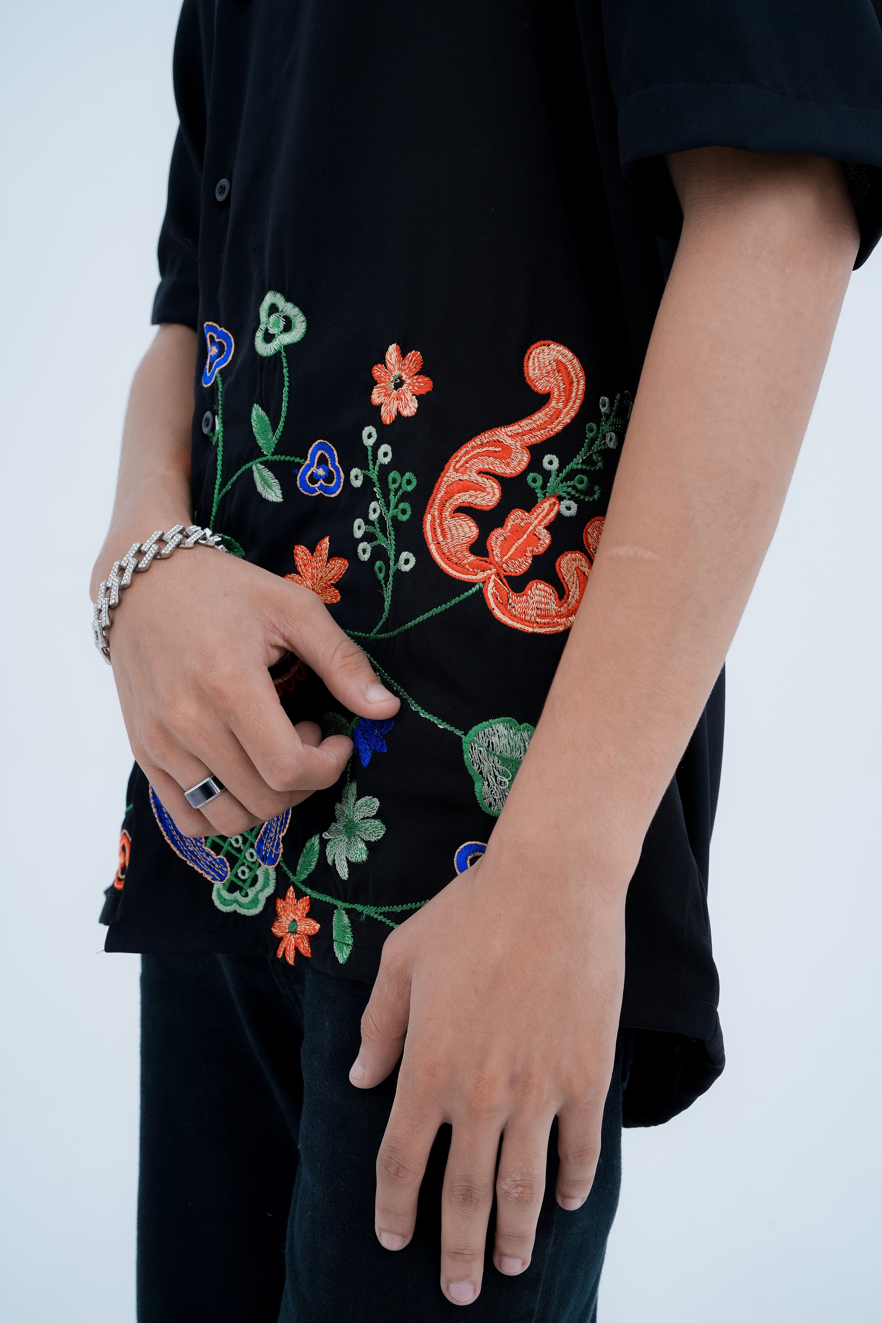 Paisley Bloom Shirt - hand embroidery detail
