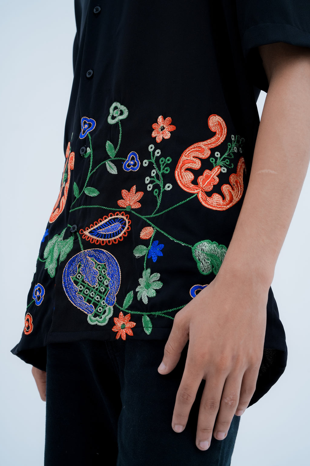 Paisley Bloom Shirt - hem close up