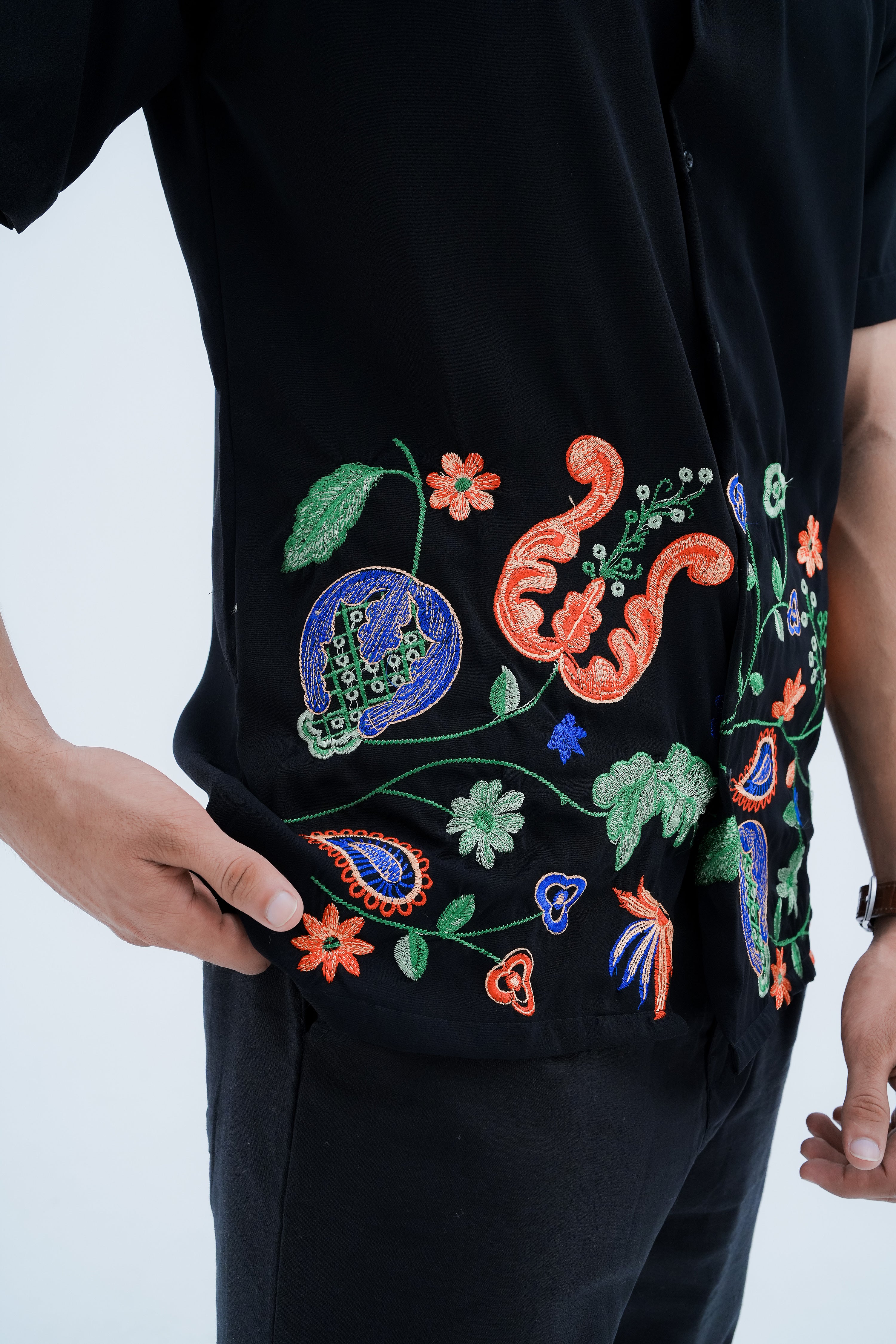 Paisley Bloom Shirt - embroidery close up