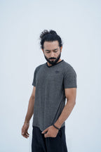 Onyx Contrast Tee - front bust looking down