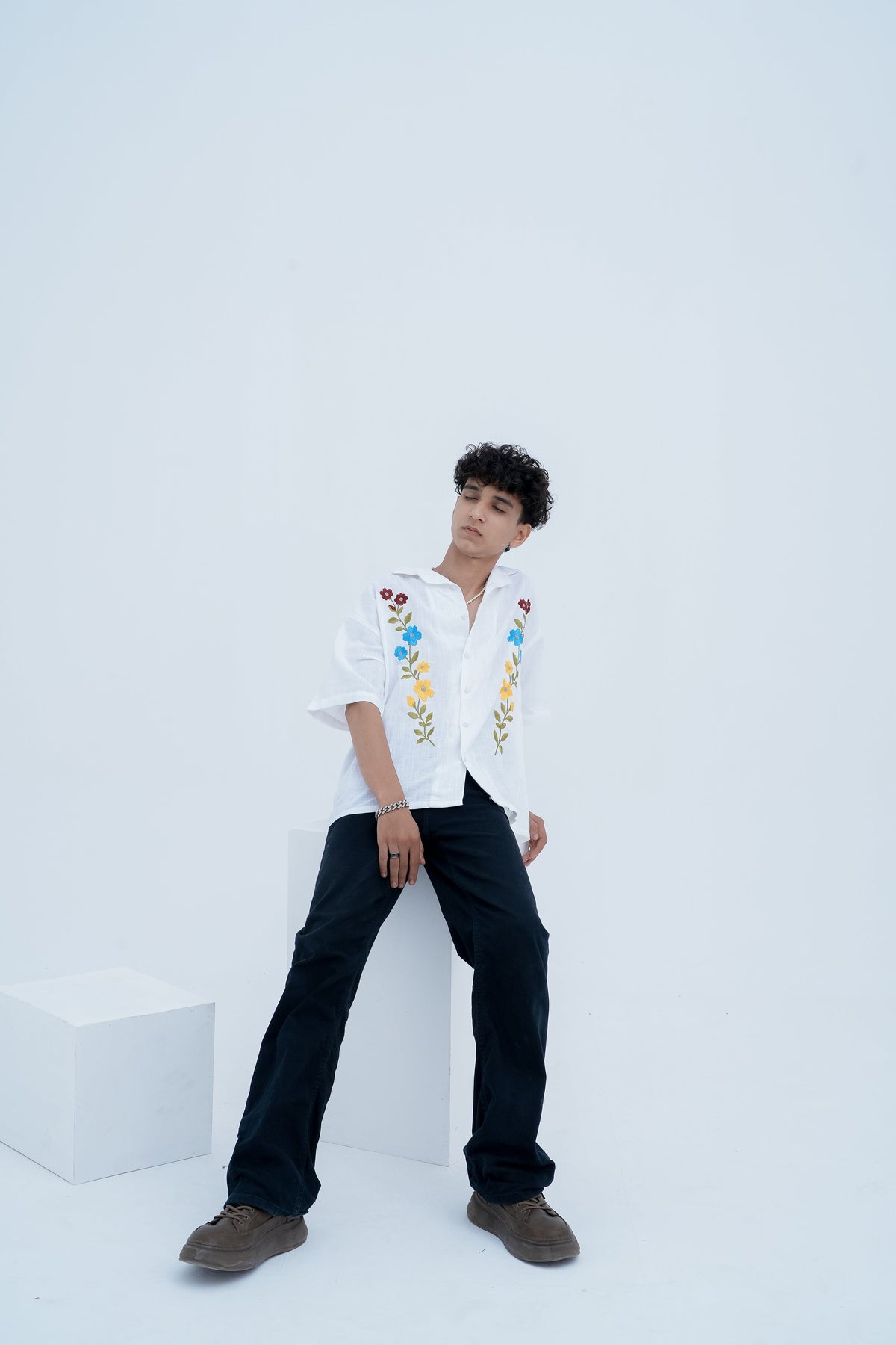 Wildflower Embroidered Shirt - side pose