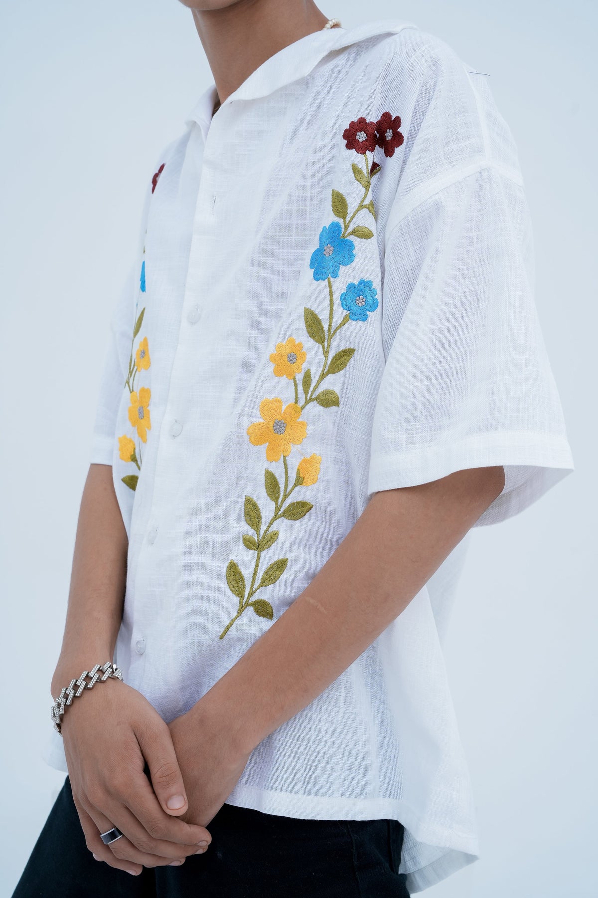 Wildflower Embroidered Shirt - side embroidery detail
