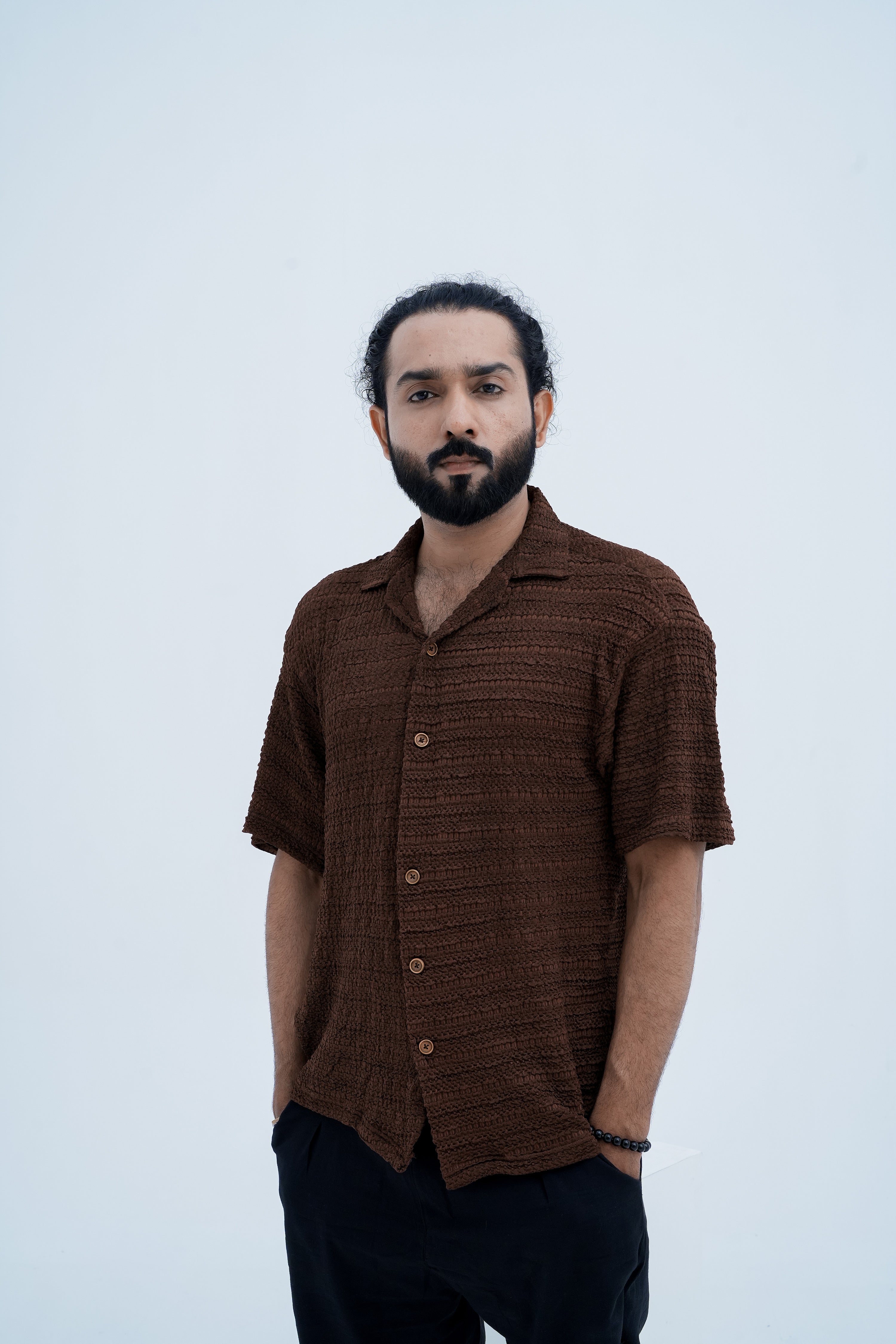 Ember Knit Camp Shirt - front view standing