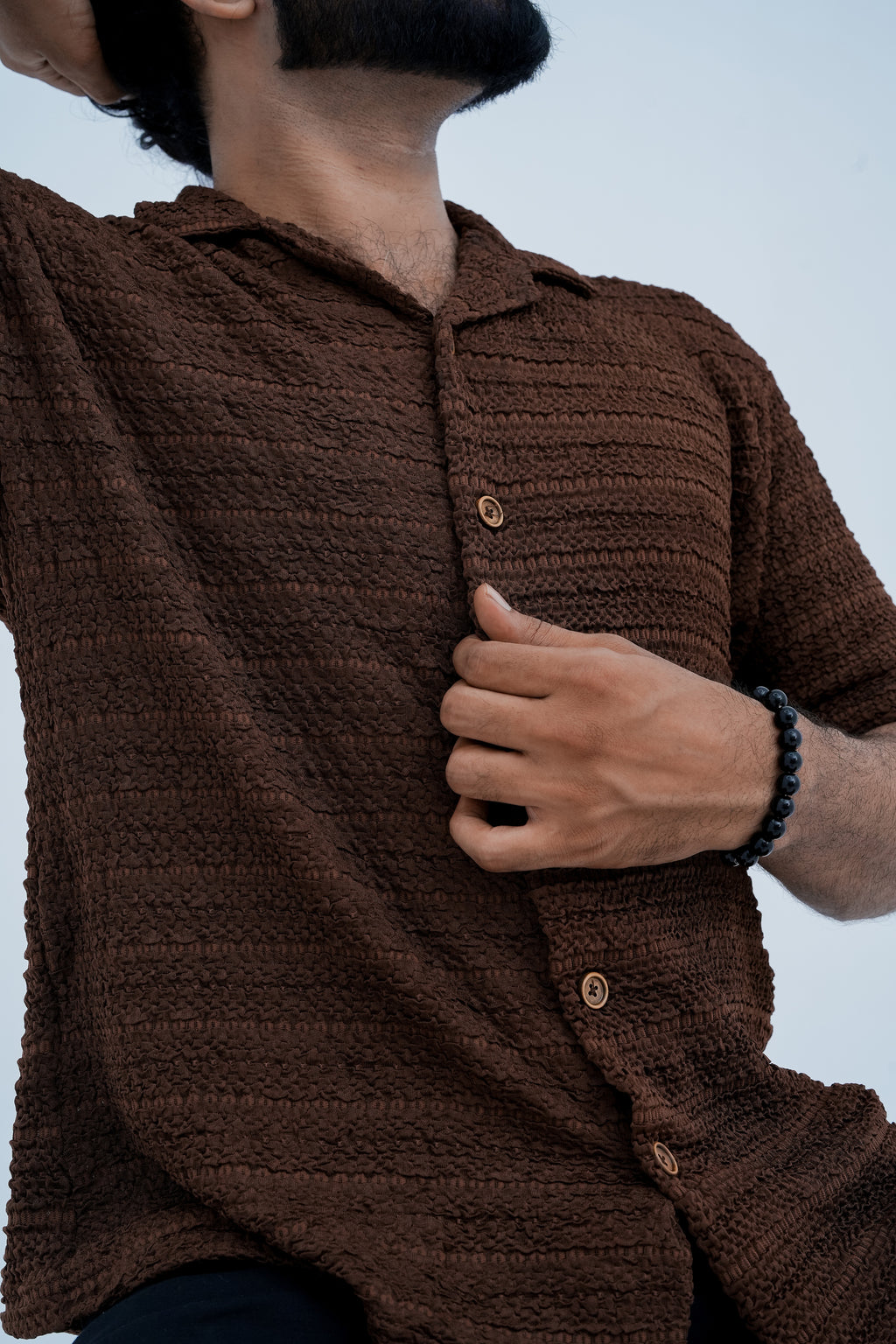 Ember Knit Camp Shirt - front close up
