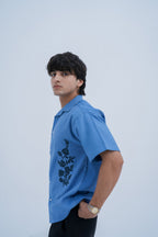 Rosette Embroidered Camp Shirt - front view pose
