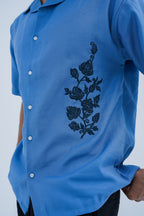 Rosette Embroidered Camp Shirt - side embroidery detail