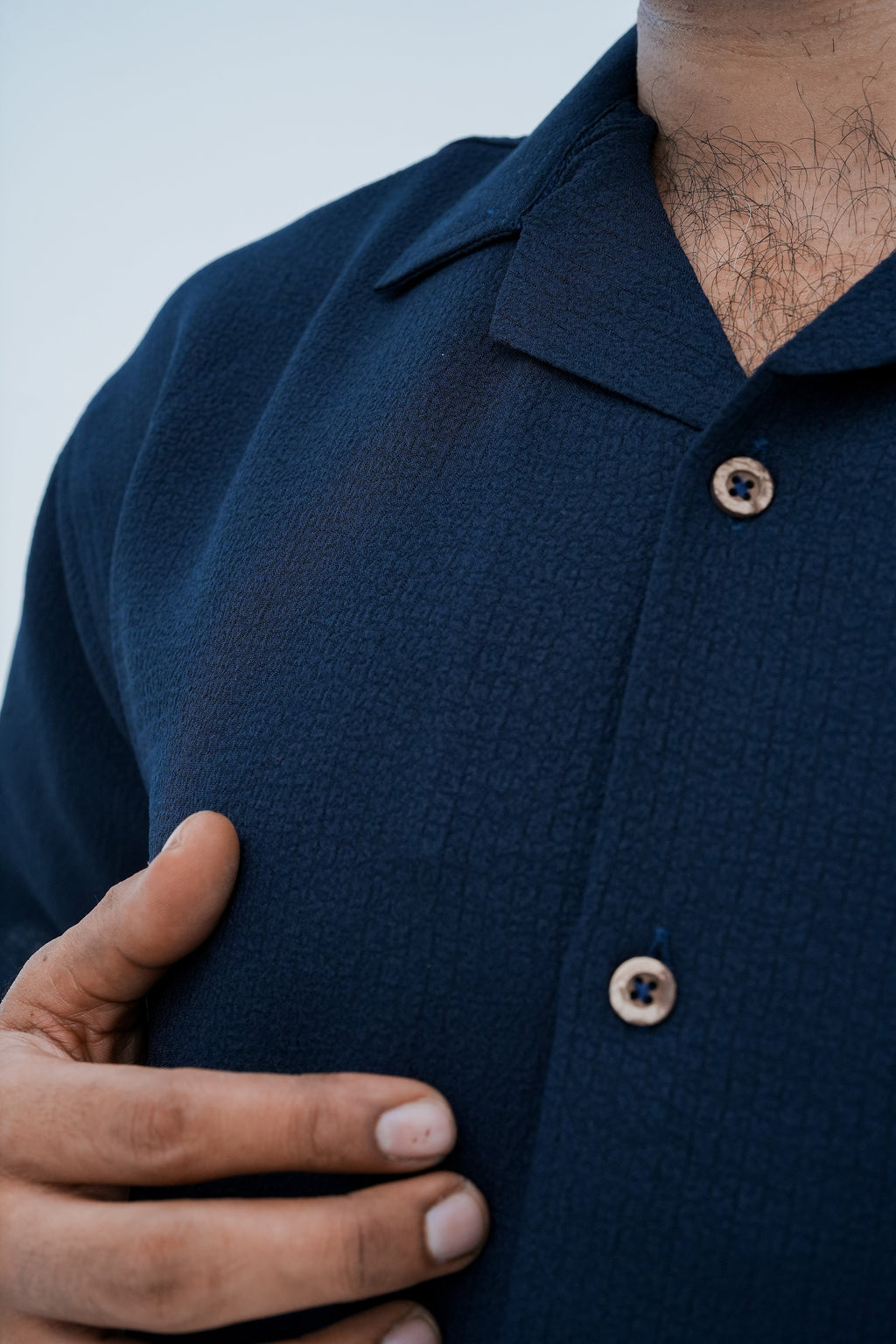 Harbor Camp Shirt - button detail close up