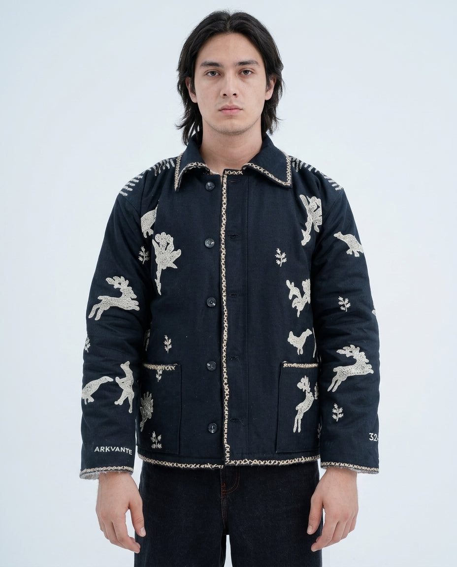 Folk Embroidered Chore Jacket