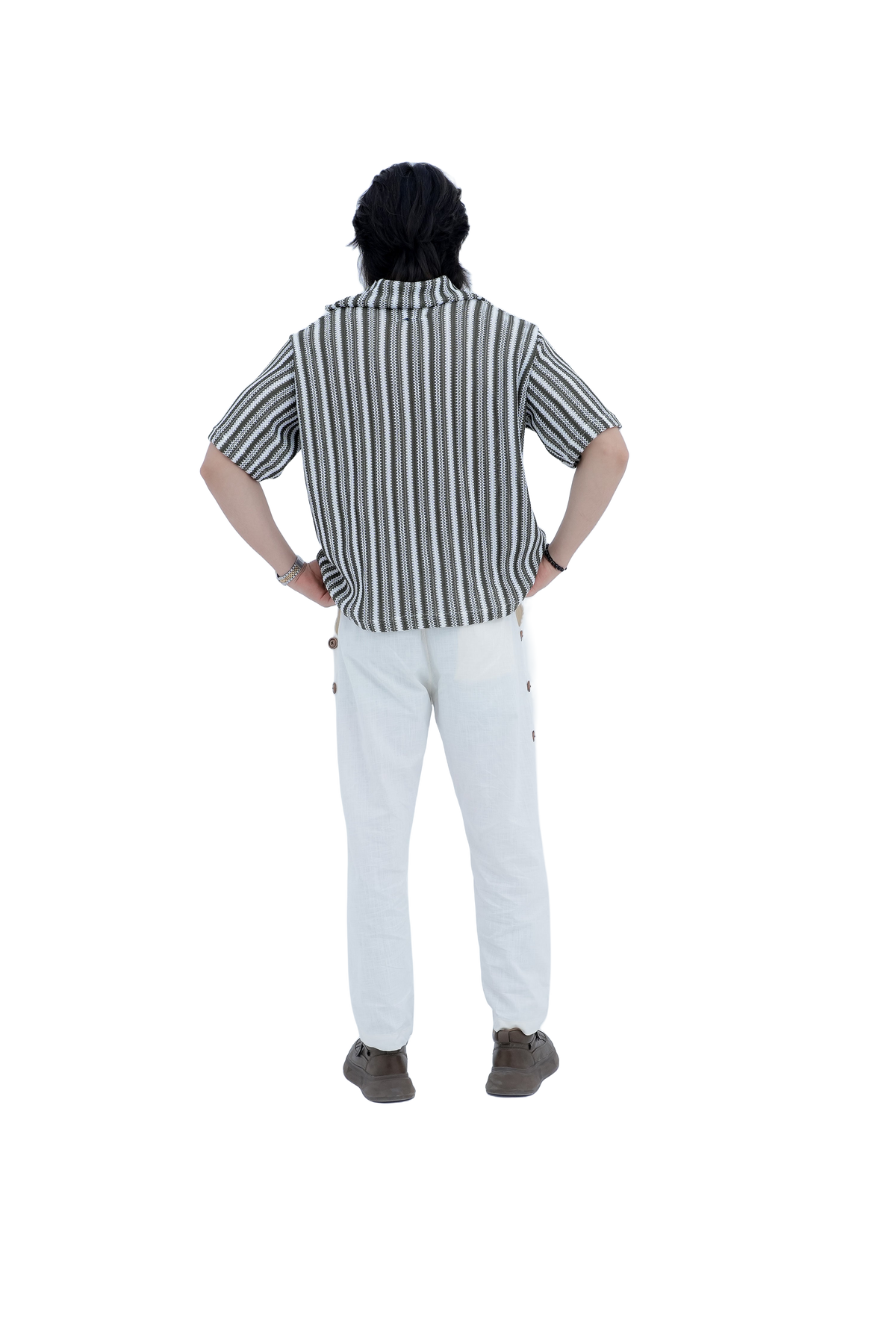 Snap Side Trousers in White - back view