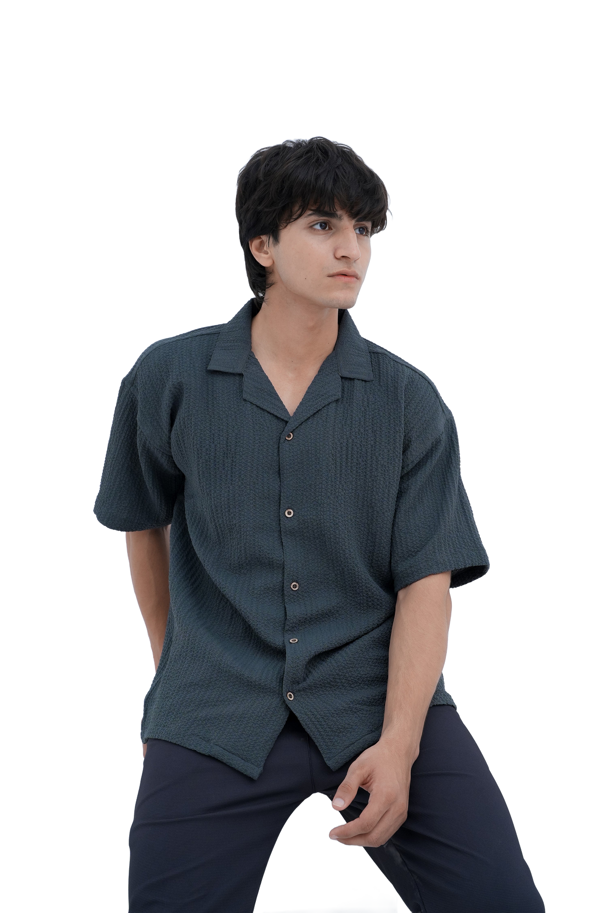 Horizon Camp Shirt in Charcoal - side view